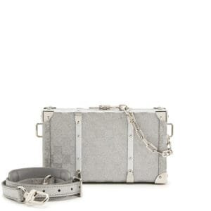 Silver Glitter Aluminum Monogram Briefcase Trunk Silver Hardware, 2022