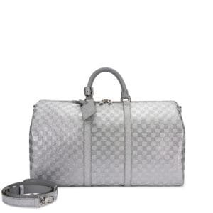 Silver Glitter Damier Vachetta Keepall 50 Bandoulière Silver Hardware