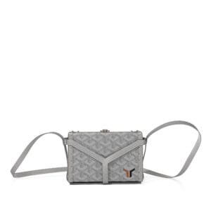 Silver Goyardine Canvas and Clamecy Cowhide Minaudiere Trunk Silver Hardware