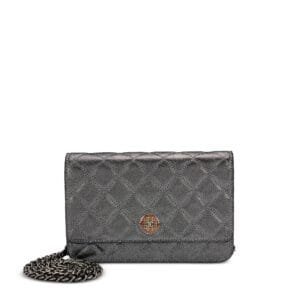 Silver Iridescent Quilted Lambskin Wallet on Chain Ruthenium Hardware, 2013-14