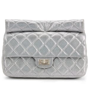 Silver Quilted Calfskin 2.55 Clutch Brushed Silver Hardware, 2012