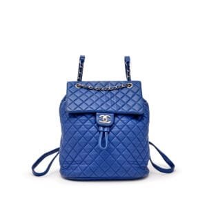 Small Blue Quilted Lambskin Urban Spirit Backpack Silver Hardware, 2016