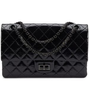 So Black Quilted Glazed Calfskin 2.55 Reissue 225 Double Flap Bag Black Hardware, 2015