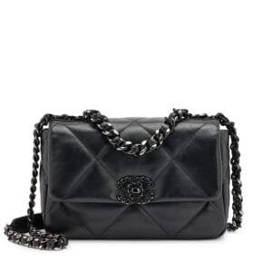 So Black Quilted Goatskin Medium 19 Flap Bag Black Hardware, 2022