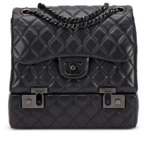 So Black Quilted Lambskin Cockpit Flap Bag Black Hardware, 2016