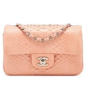 Soft Pink Python Small Single Flap Bag Silver Hardware, 2013-2014