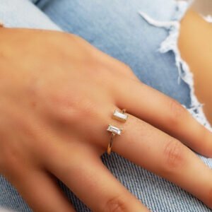 Stackable Baguette Diamond Cuff Ring