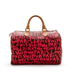 Stephen Sprouse Pink Monogram Graffiti Coated Canvas Speedy 30 Gold Hardware, 2009