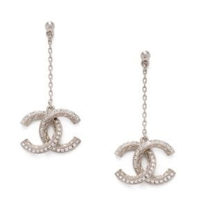 Strass and Silver Metal CC Earrings, 2018