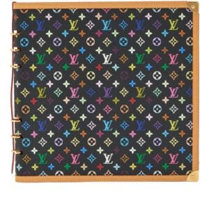 Takashi Murakami Black Monogram Multicolore Coated Canvas Large Ring Agenda Cover Notebook Gold Hardware, 2004