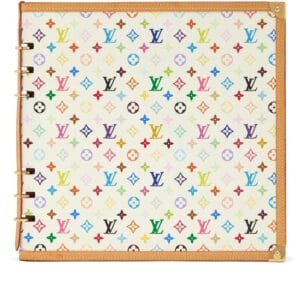 Takashi Murakami White Monogram Multicolore Coated Canvas Large Ring Photo Album Notebook Cover Gold Hardware, 2004