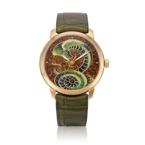 Ulysse Nardin Classico Serpent (Reference 8156-111) A limited edition yellow gold wristwatch with champlevé enamel dial, Circa 2012