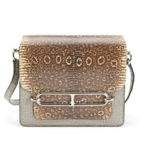 Varanus Ombré Salvator Lizard and Gris Perle Matte Alligator Mini Sac Roulis 18 Permabrass Hardware, 2017