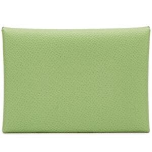 Vert Criquet Epsom Calvi Duo Card Holder Palladium Hardware, 2023