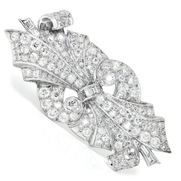 Vintage Art Deco Diamond Brooch Pin in Platinum 5.00ctw