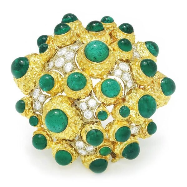 Vintage Diamond Pendant Brooch 18K Two Tone Gold 1.00ctw
