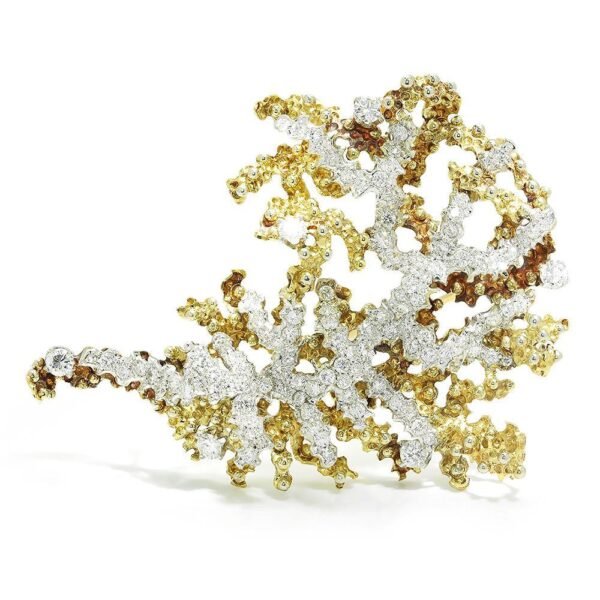 Vintage Diamond Sea Anemone Brooch Pin 18K Gold 4.50ctw