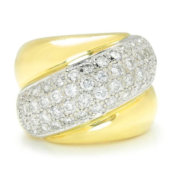 Vintage Diamond Shrimp Ring 18K Two Tone Gold 3.00ctw
