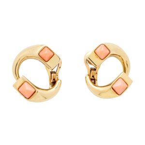 Vintage Gold and Coral Earclips