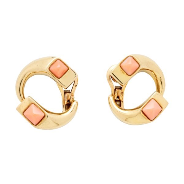 Vintage Gold and Coral Earclips