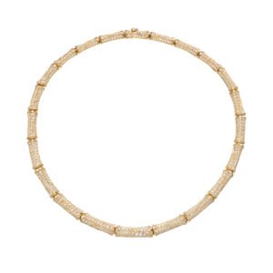 Vintage Gold and Diamond Bamboo Collar Necklace