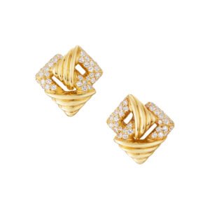 Vintage Gold and Diamond Earclips