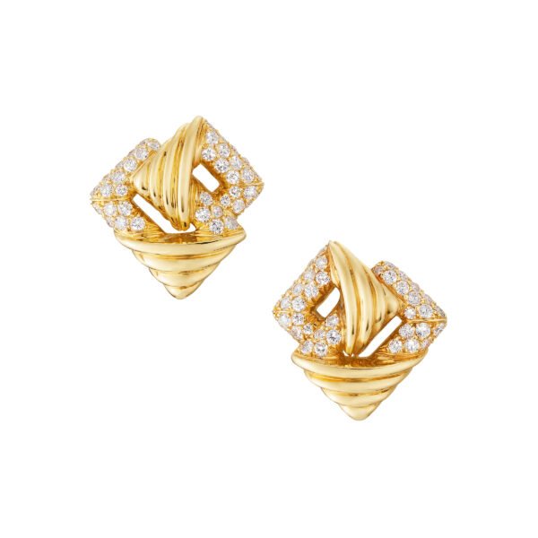 Vintage Gold and Diamond Earclips