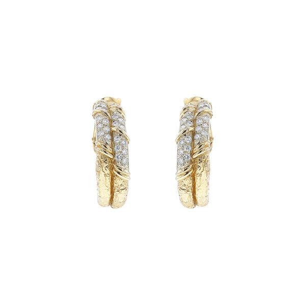 Vintage Gold and Diamond Hoop Earrings