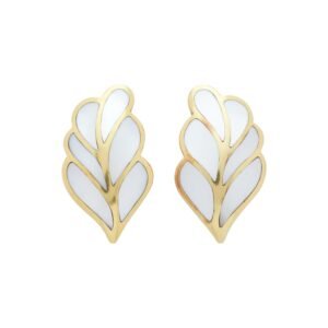 Vintage Gold and Mother of Pearl Inlay Earclips