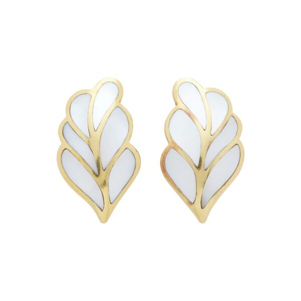 Vintage Gold and Mother of Pearl Inlay Earclips