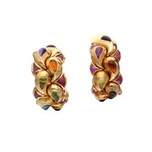 Vintage Gold and Multigem Casmir Hoop Earclips
