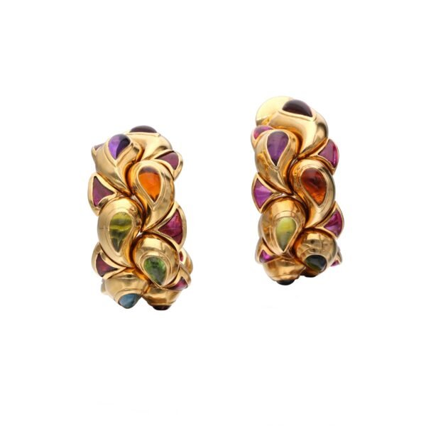 Vintage Gold and Multigem Casmir Hoop Earclips