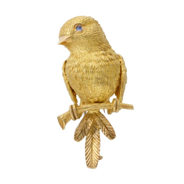 Vintage Gold and Sapphire Bird Brooch