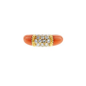 Vintage Gold, Coral and Diamond Philippine Ring