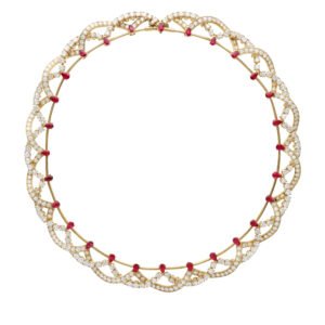 Vintage Gold, Diamond and Ruby Collar Necklace