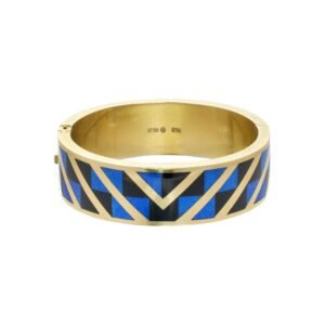 Vintage Gold, Lapis Lazuli and Onyx Bangle Bracelet