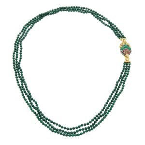 Vintage Gold, Malachite and Multigem Necklace