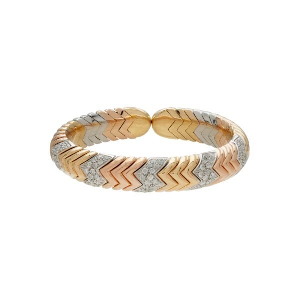 Vintage Gold, Rose Gold, White Gold and Diamond Spiga Bracelet