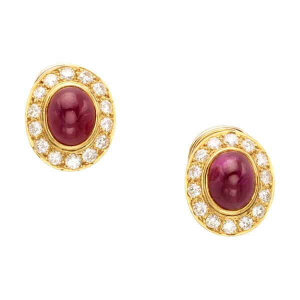 Vintage Gold, Ruby and Diamond Earclips