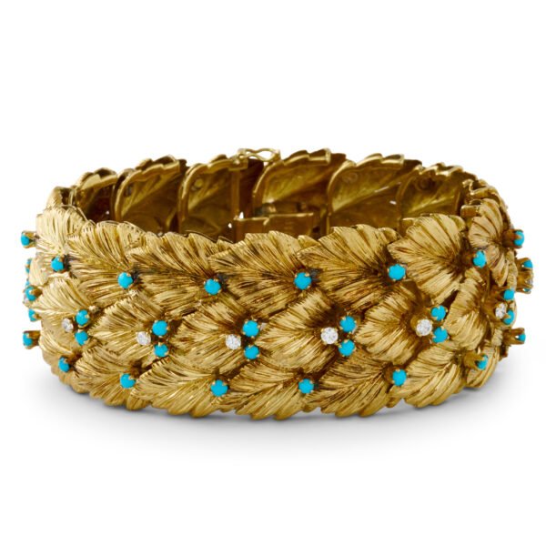 Vintage Gold, Turquoise and Diamond Bracelet