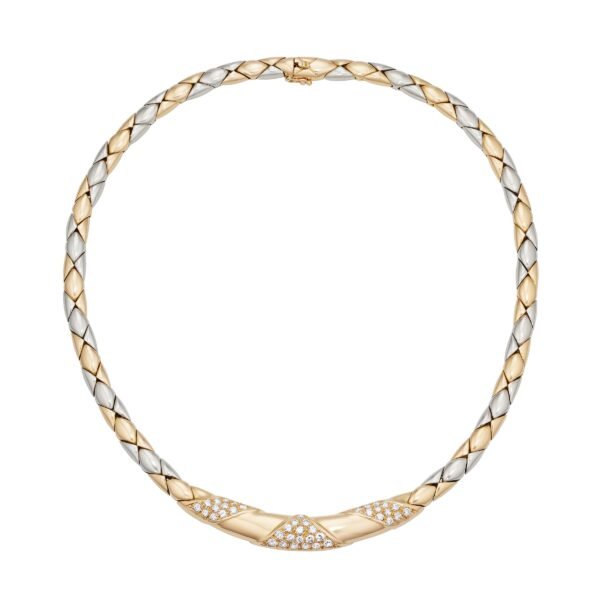 Vintage Gold, White Gold and Diamond Collar Necklace