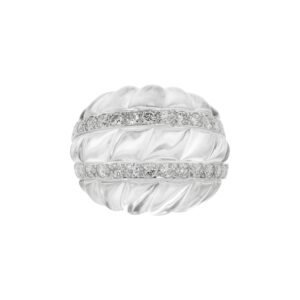 Vintage Platinum, Rock Crystal Quartz and Diamond Ring