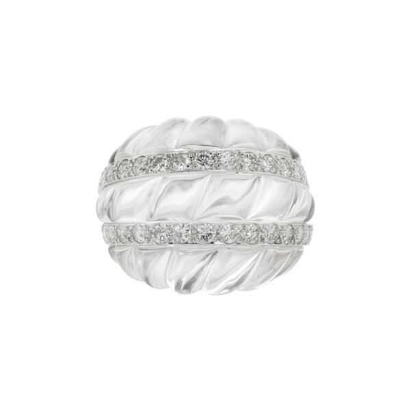 Vintage Platinum, Rock Crystal Quartz and Diamond Ring