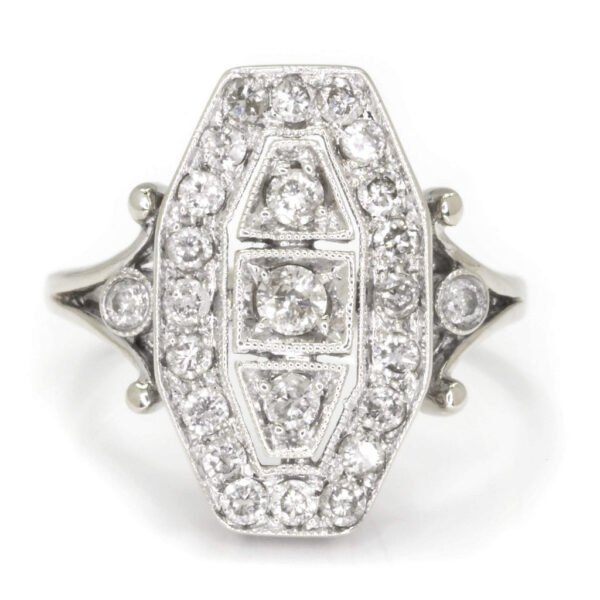 Vintage Reproduction Diamond Dinner Ring 14K .65ctw