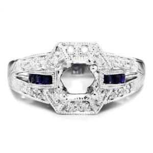 Vintage Reproduction Sapphire Semi Mount Engagement Ring