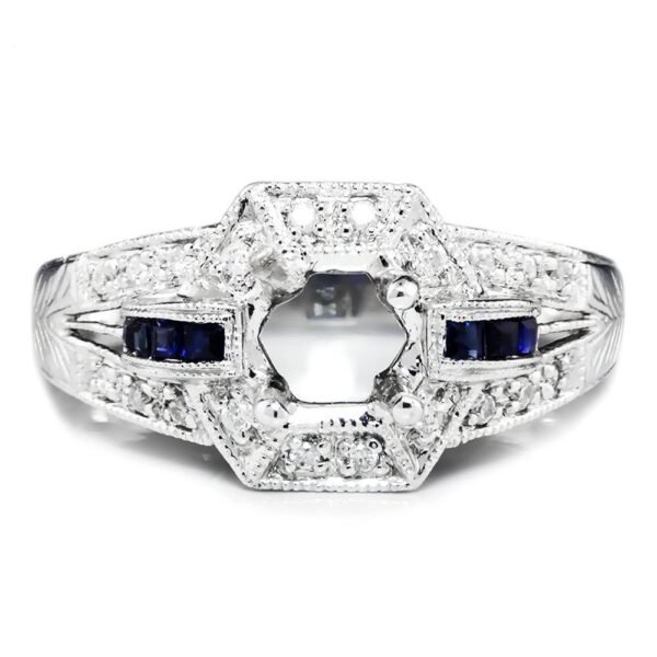 Vintage Reproduction Sapphire Semi Mount Engagement Ring