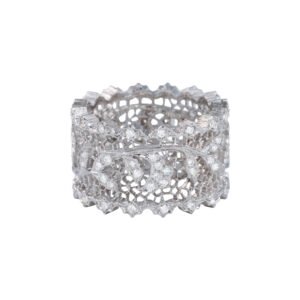 Vintage White Gold and Diamond Tulle Ring