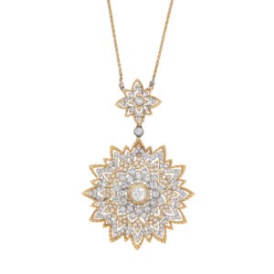 Vintage White Gold, Gold and Diamond Convertible Brooch Pendant Necklace