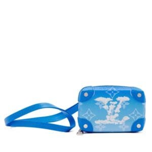 Virgil Abloh Blue Monogram Cloud Coated Canvas Soft Trunk Necklace Wallet Silver Hardware, 2020