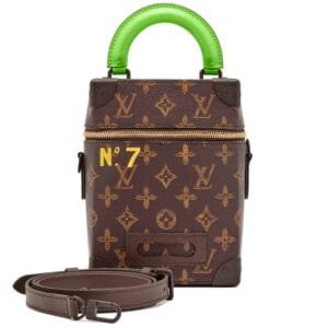 Virgil Abloh Brown and Green Monogram Coated Canvas No. 7 Vertical Box Trunk Gold Hardware, 2022